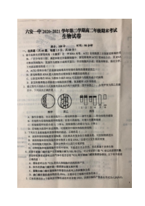 安徽省六安市第一中学2020-2021学年高二下学期期末考试生物试题（图片版） 扫描版含答案