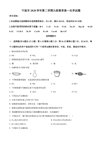 浙江省宁波市九校2020-2021学年高一下学期期末考试化学试题 含答案