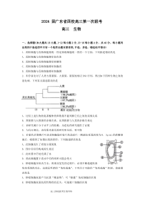 2024 届广东省四校高三第一次联考 生物