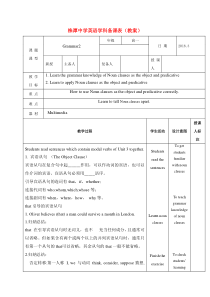 江西省万载县株潭中学人教版高中英语必修三教案：Unit3TheMillionPoundBankNoteGrammar2