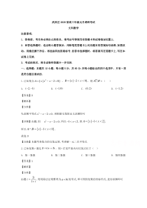 湖北省武汉市武昌区2020届高三元月调研考试文数试题【精准解析】【武汉专题】